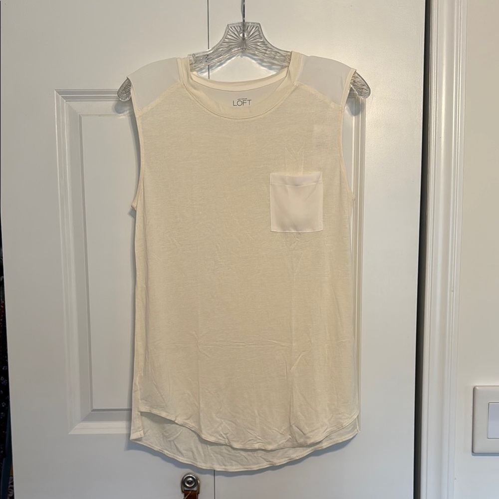 LOFT Cream Muscle Tee Casual Style